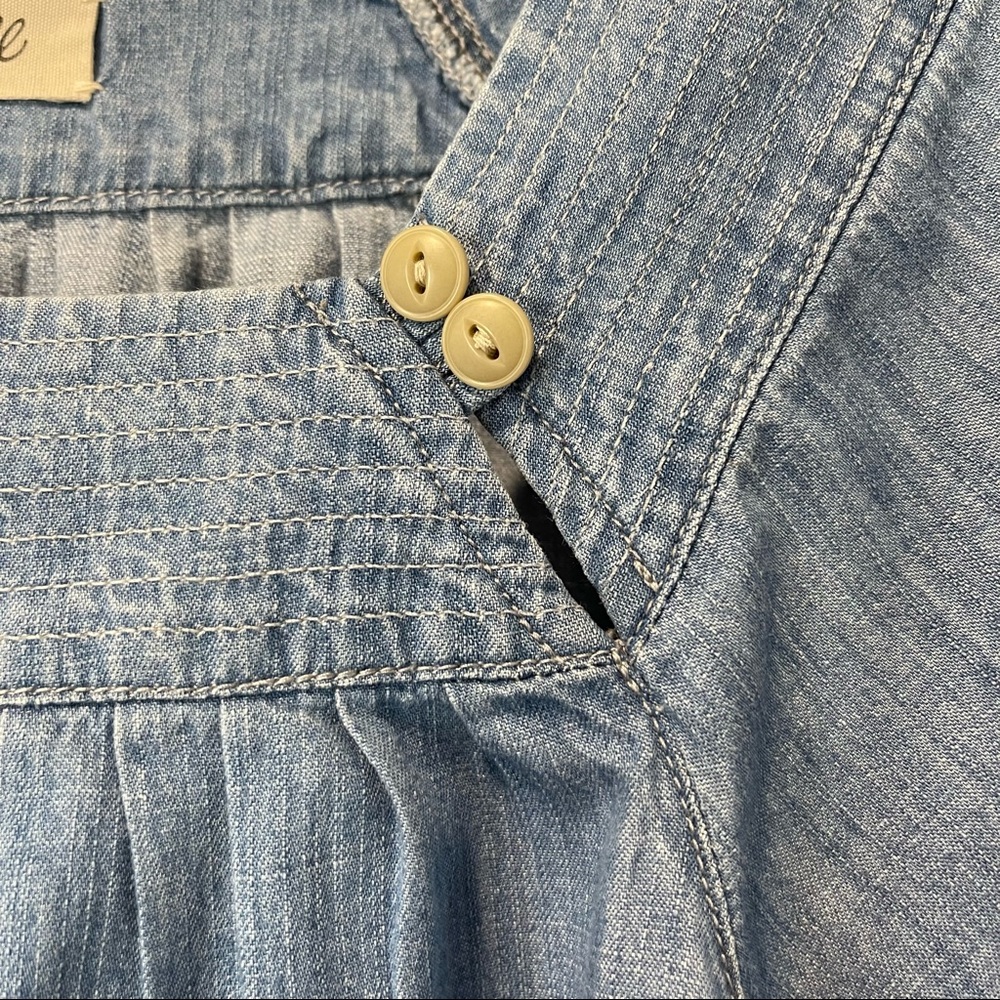 Madewell square neck bell sleeve chambray peasant crop top - Picture 5 of 7